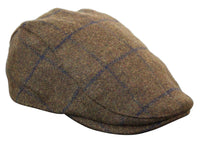 Cavani Kempson Flat Cap - meeste tviidvillast ruuduline vanaisa müts vintage stiilis - oliivroheline/tumesinine