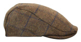 Cavani Kempson Flat Cap - meeste tviidvillast ruuduline vanaisa müts vintage stiilis - oliivroheline/tumesinine