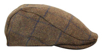 Cavani Kempson Flat Cap - meeste tviidvillast ruuduline vanaisa müts vintage stiilis - oliivroheline/tumesinine