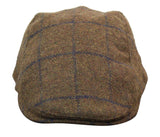 Cavani Kempson Flat Cap - meeste tviidvillast ruuduline vanaisa müts vintage stiilis - oliivroheline/tumesinine