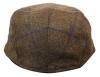 Cavani Kempson Flat Cap - meeste tviidvillast ruuduline vanaisa müts vintage stiilis - oliivroheline/tumesinine