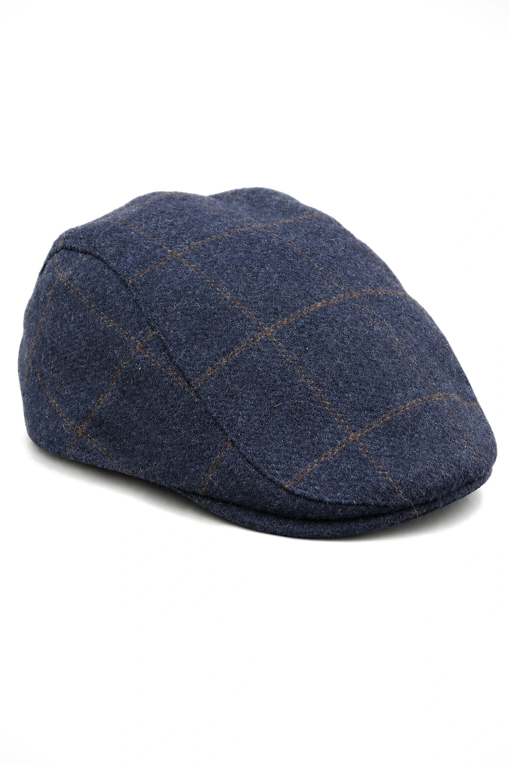 Cavani Kempson Flat Cap - meeste tviidvillast ruuduline vanaisa müts vintage stiilis - oliivroheline/tumesinine