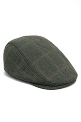 Cavani Kempson Flat Cap - meeste tviidvillast ruuduline vanaisa müts vintage stiilis - oliivroheline/tumesinine