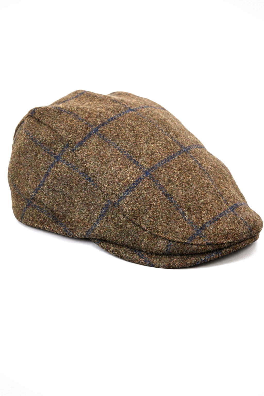 Cavani Kempson Flat Cap - meeste tviidvillast ruuduline vanaisa müts vintage stiilis - oliivroheline/tumesinine