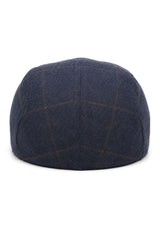 Cavani Kempson Flat Cap - meeste tviidvillast ruuduline vanaisa müts vintage stiilis - oliivroheline/tumesinine