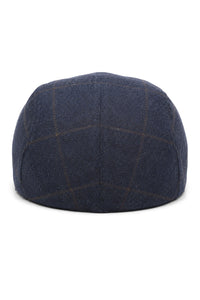 Cavani Kempson Flat Cap - meeste tviidvillast ruuduline vanaisa müts vintage stiilis - oliivroheline/tumesinine