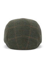 Cavani Kempson Flat Cap - meeste tviidvillast ruuduline vanaisa müts vintage stiilis - oliivroheline/tumesinine