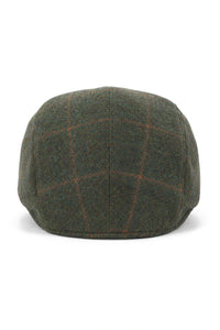 Cavani Kempson Flat Cap - meeste tviidvillast ruuduline vanaisa müts vintage stiilis - oliivroheline/tumesinine