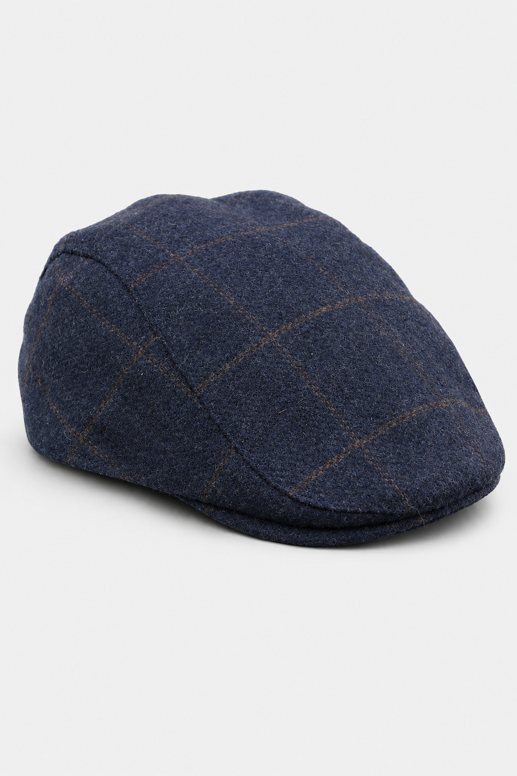 Cavani Kempson Flat Cap - meeste tviidvillast ruuduline vanaisa müts vintage stiilis - oliivroheline/tumesinine