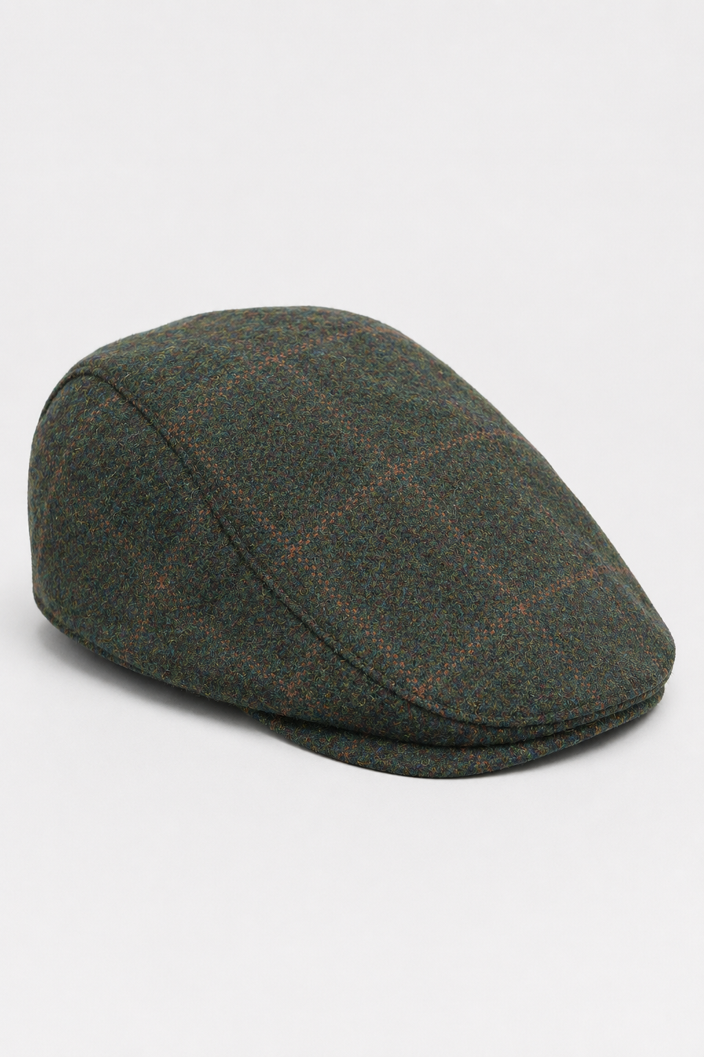 Cavani Kempson Flat Cap - meeste tviidvillast ruuduline vanaisa müts vintage stiilis - oliivroheline/tumesinine