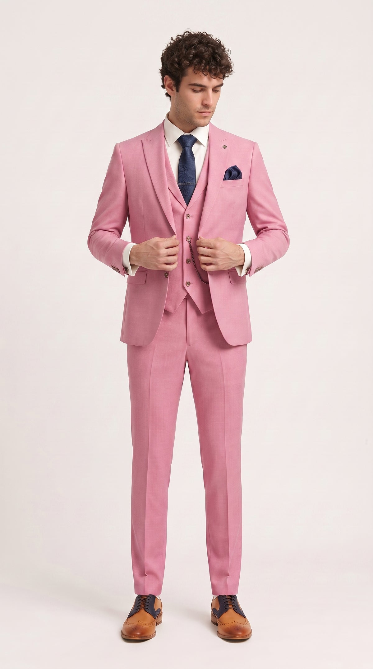 Look #149 styled with James meeste kolmeosaline roosa rätsepatööna valminud ülikond