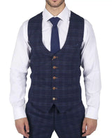 Meeste Marc Darcy sinise ruuduga Walesi prints Marc Darcy vest, elegantne ja vabaaja, kitsas lõige, Chigwell
