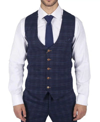 Meeste Marc Darcy sinise ruuduga Walesi prints Marc Darcy vest, elegantne ja vabaaja, kitsas lõige, Chigwell