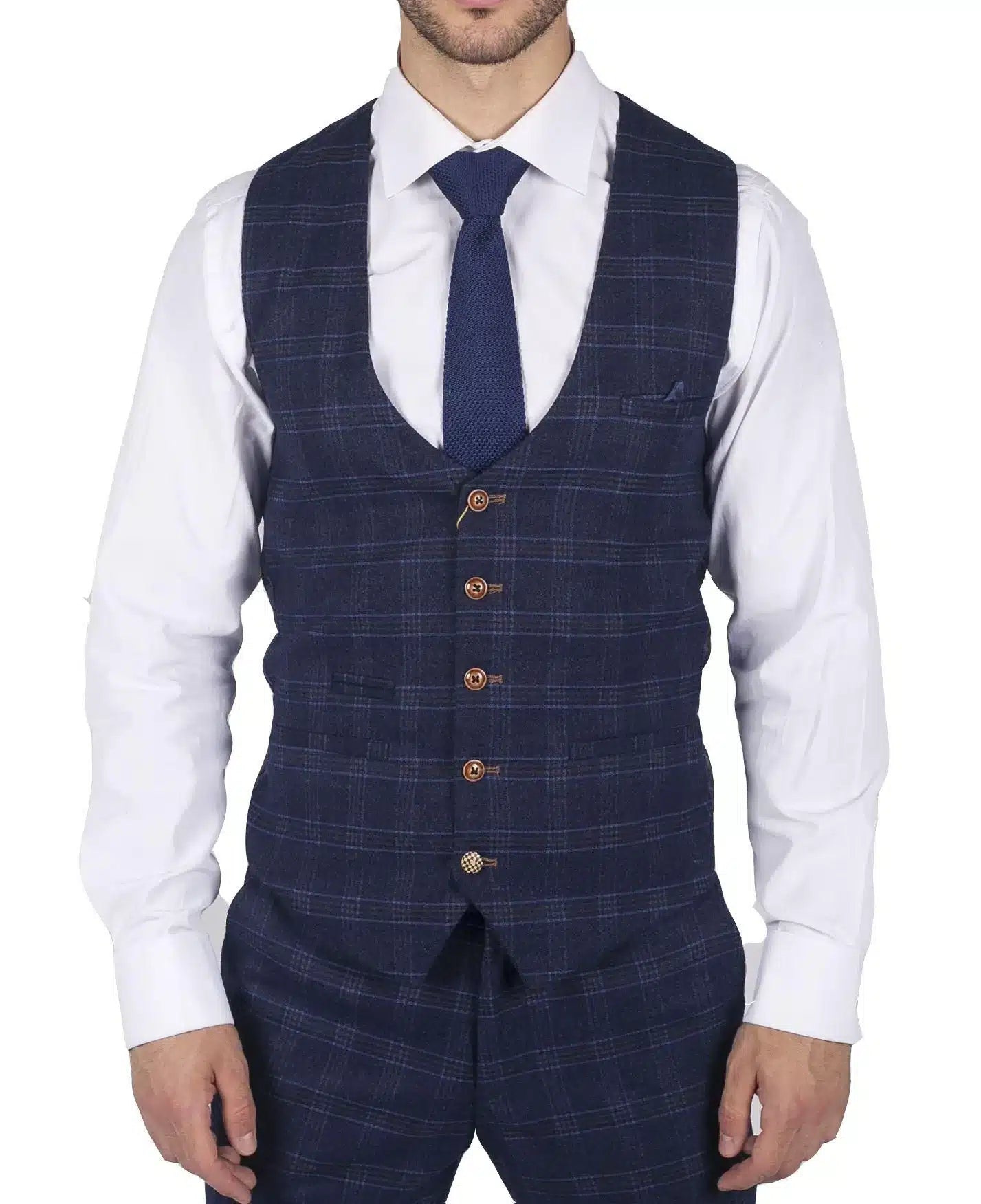 Meeste Marc Darcy sinise ruuduga Walesi prints Marc Darcy vest, elegantne ja vabaaja, kitsas lõige, Chigwell