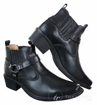 CLASSIQUE MBO 3136 meeste helepruunid mustad poolsaapad nahast kauboi läänepoolsed ratsapandlaga saapad