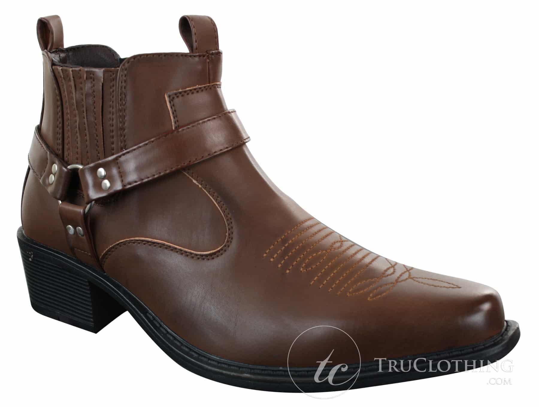 CLASSIQUE MBO 3136 meeste helepruunid mustad poolsaapad nahast kauboi läänepoolsed ratsapandlaga saapad