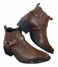 CLASSIQUE MBO 3136 meeste helepruunid mustad poolsaapad nahast kauboi läänepoolsed ratsapandlaga saapad