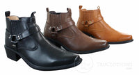 CLASSIQUE MBO 3136 meeste helepruunid mustad poolsaapad nahast kauboi läänepoolsed ratsapandlaga saapad