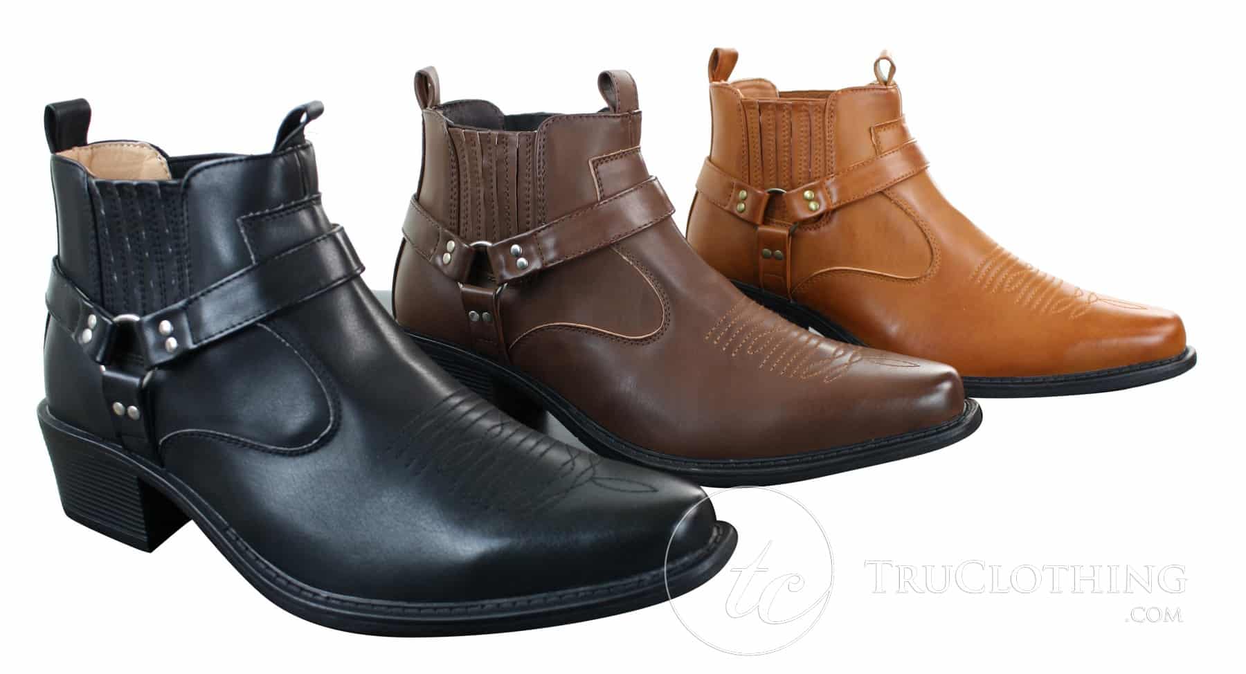 CLASSIQUE MBO 3136 meeste helepruunid mustad poolsaapad nahast kauboi läänepoolsed ratsapandlaga saapad