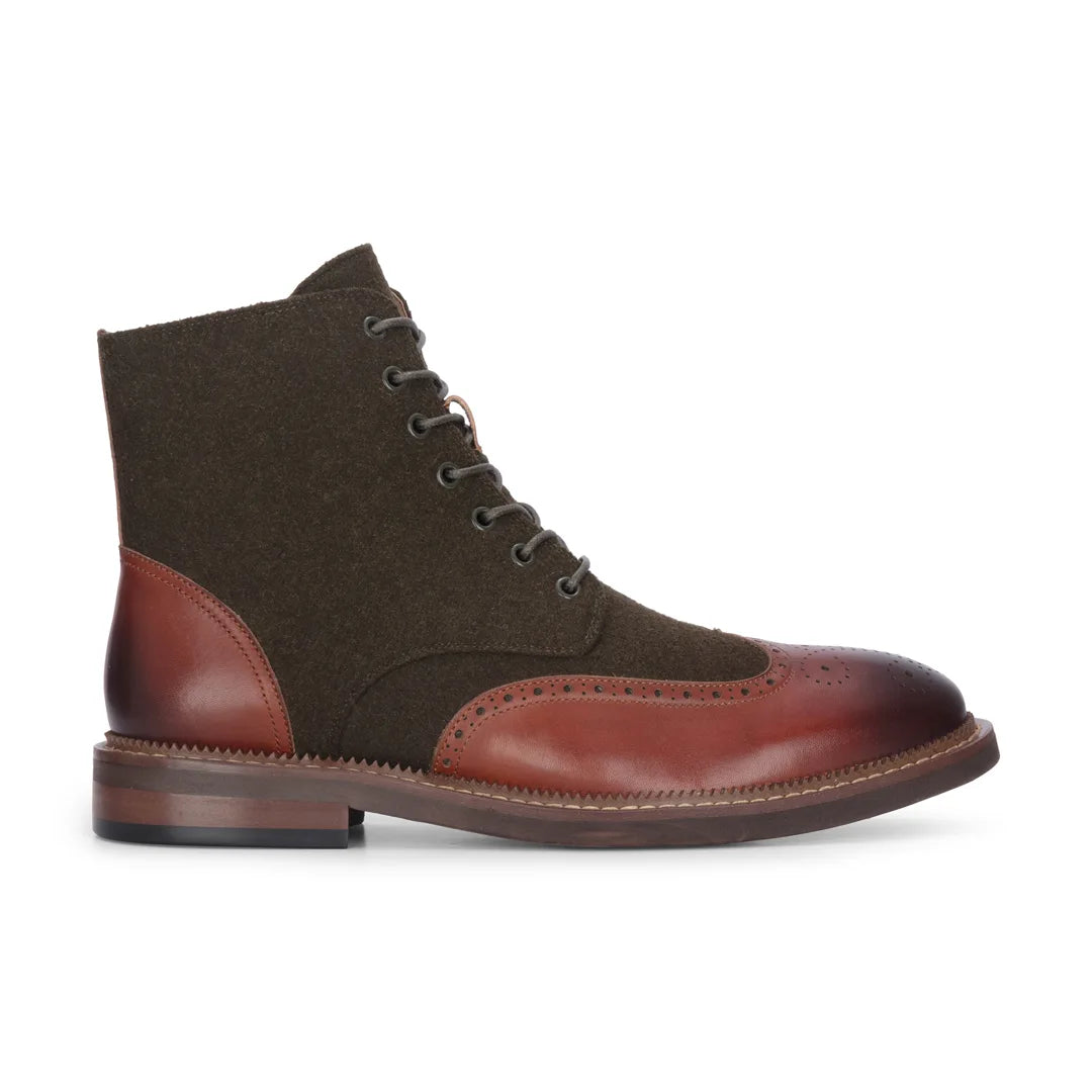 Clifford - meeste khaki-pruunid brogue-nahast poolsaapad