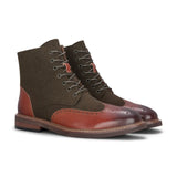 Clifford - meeste khaki-pruunid brogue-nahast poolsaapad