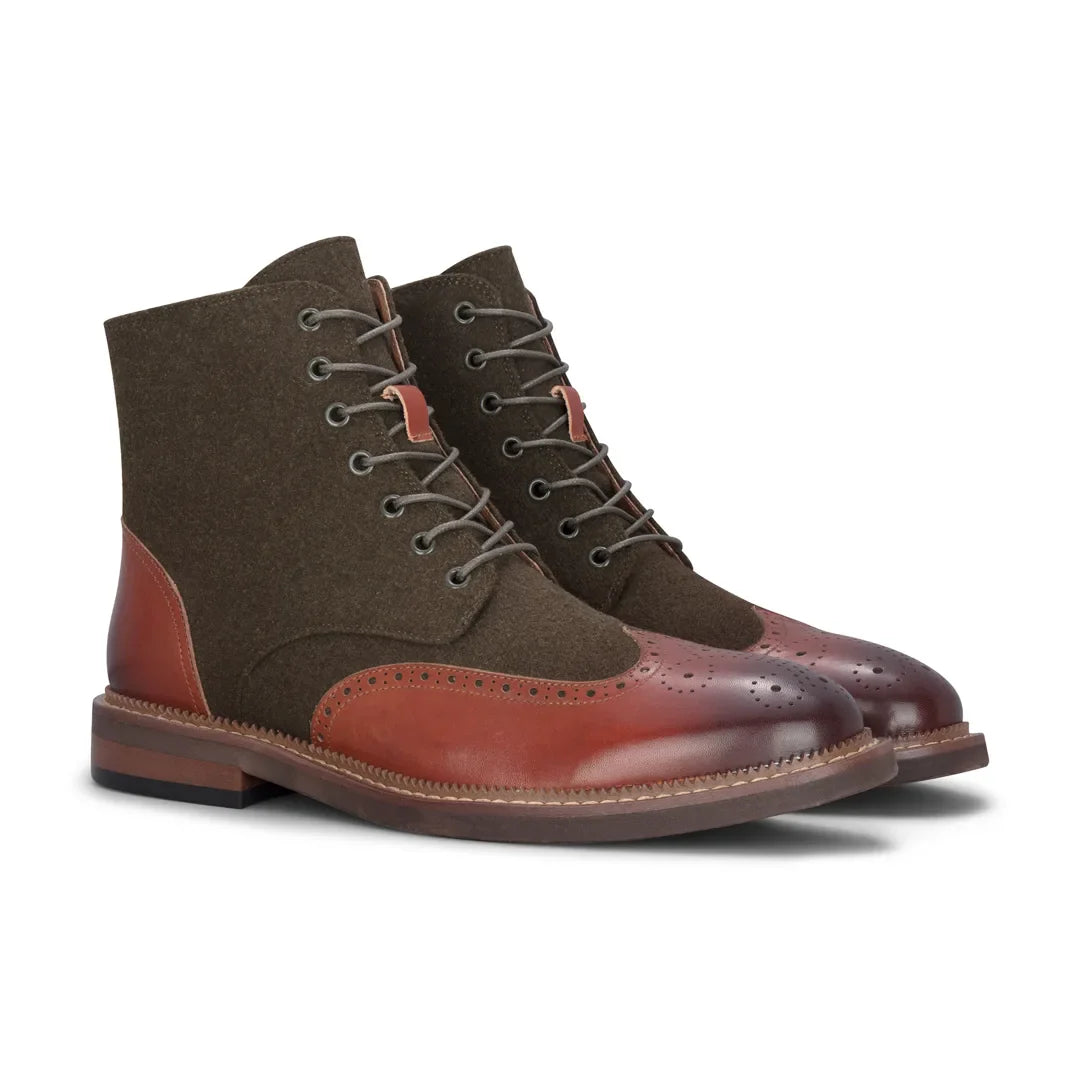 Clifford - meeste khaki-pruunid brogue-nahast poolsaapad