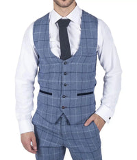 Meeste Marc Darcy helesinine tumesinine ruuduline vest nutikas vabaaja tviidist slim fit Clinton