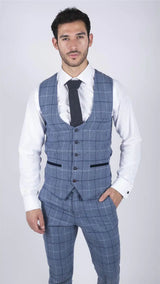 Meeste Marc Darcy helesinine tumesinine ruuduline vest nutikas vabaaja tviidist slim fit Clinton