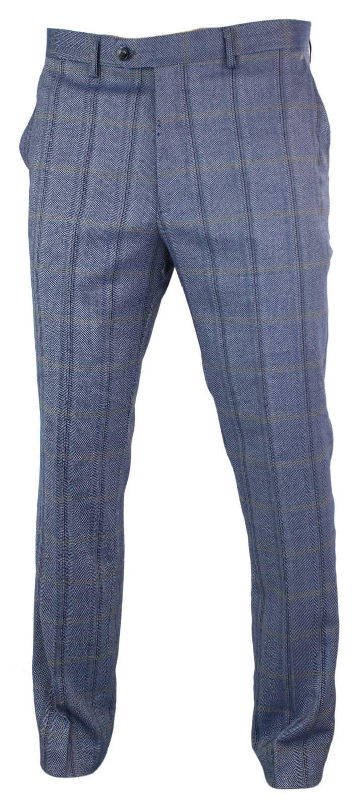 Cavani Connall - meeste klassikalised tviidruudulised vintage-püksid - sinised