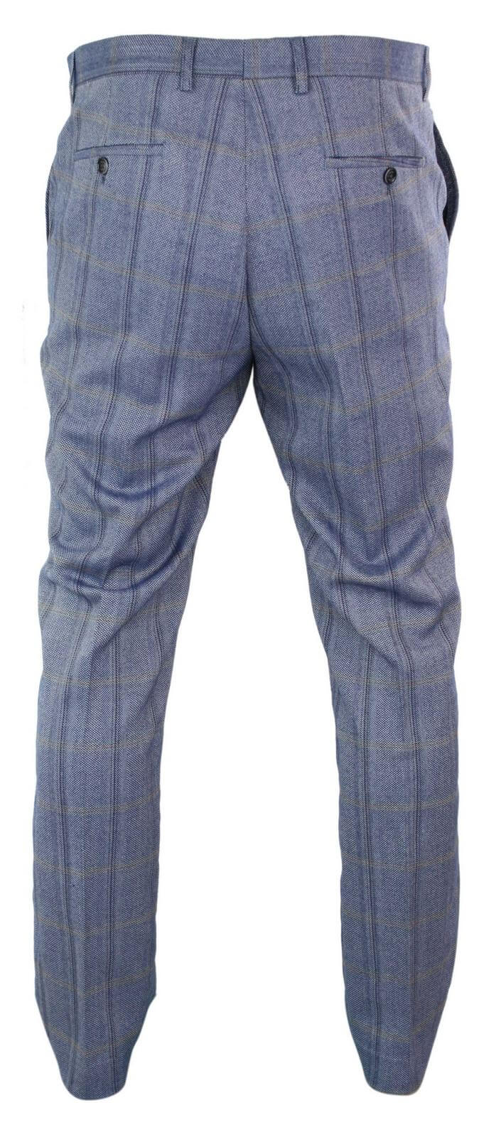 Cavani Connall - meeste klassikalised tviidruudulised vintage-püksid - sinised