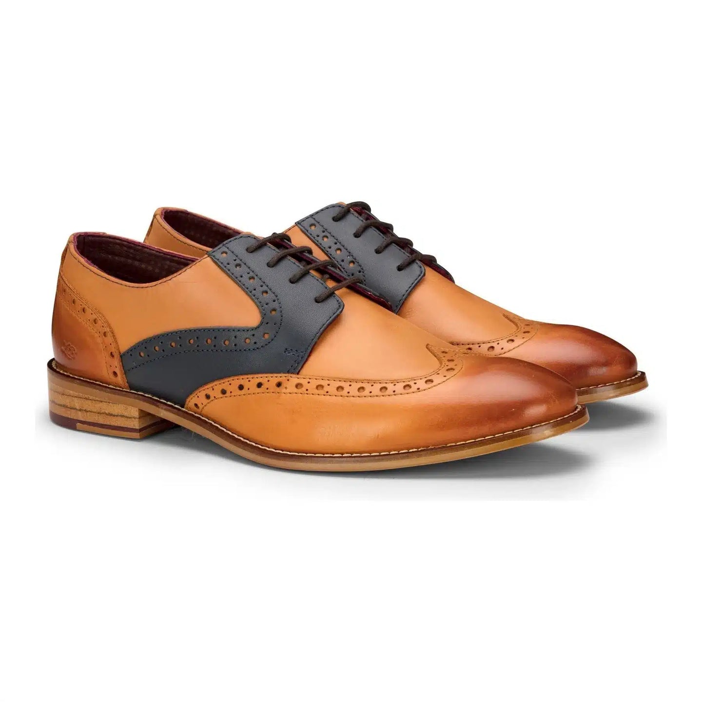 Meeste pruunid tumesinised pruunid punased brogue-kingad paeltega klassikalised vintage-stiilis pidulikud pärisnahast kingad