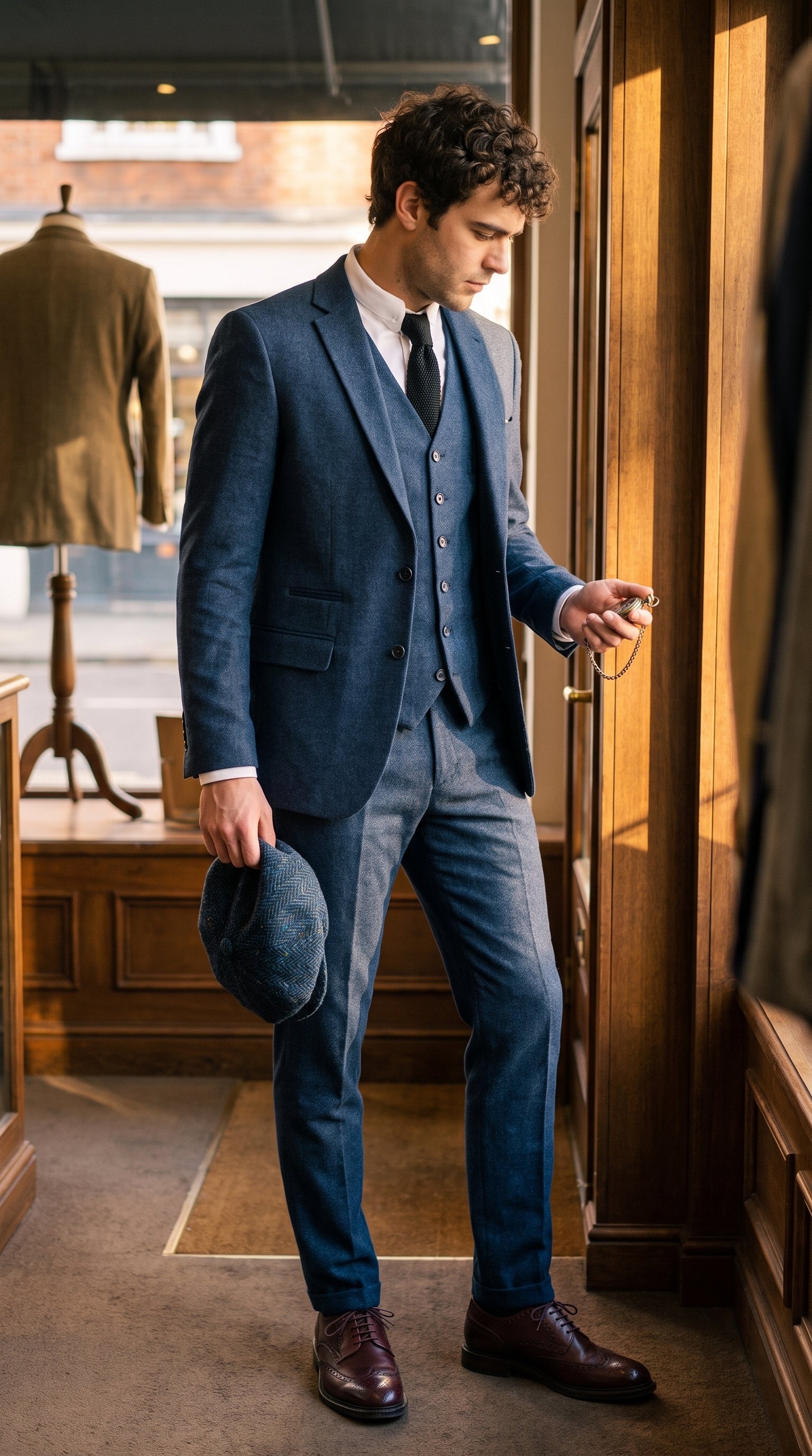 Look #828 styled with Meeste tumesinine Peaky Blindersi villane ülikond