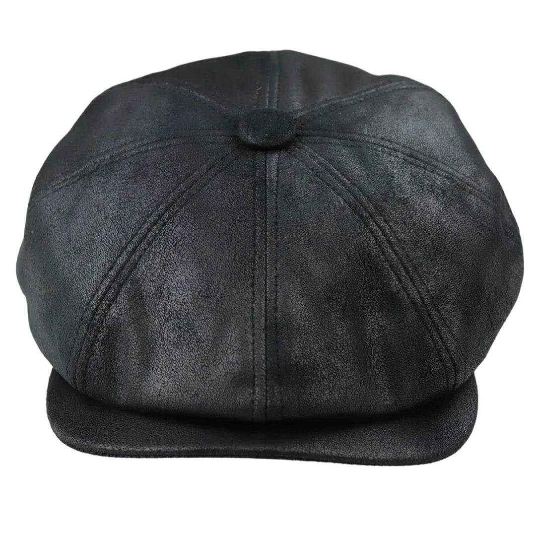 Meeste 8-paneeliga Razor Baker Boy müts PU nahast pimendajatega Newsboy lame nokkmüts must