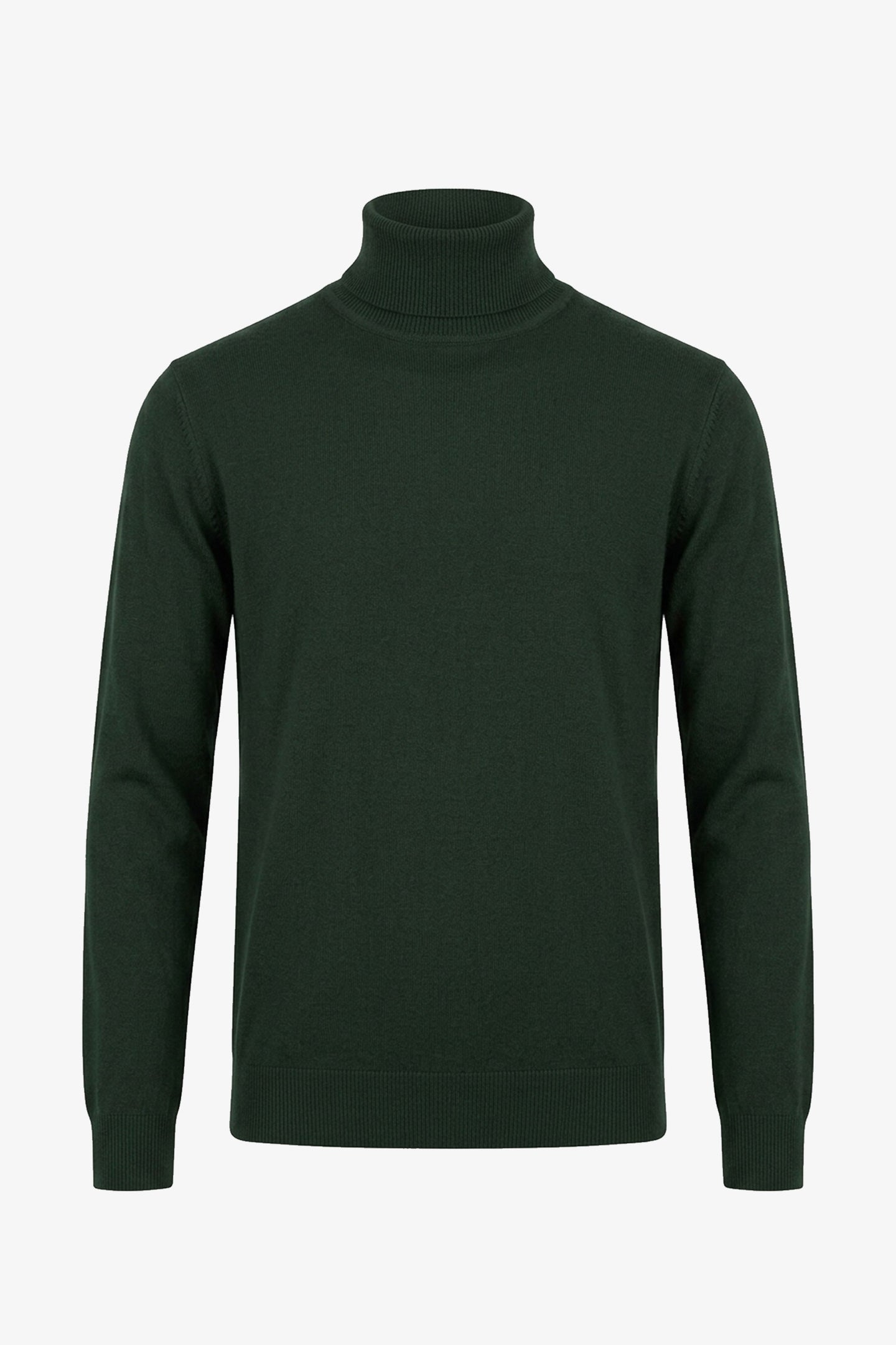 Meeste roheline kõrge kaelusega kampsun pehmest viskoossegu kangast pikkade varrukatega kootud pullover