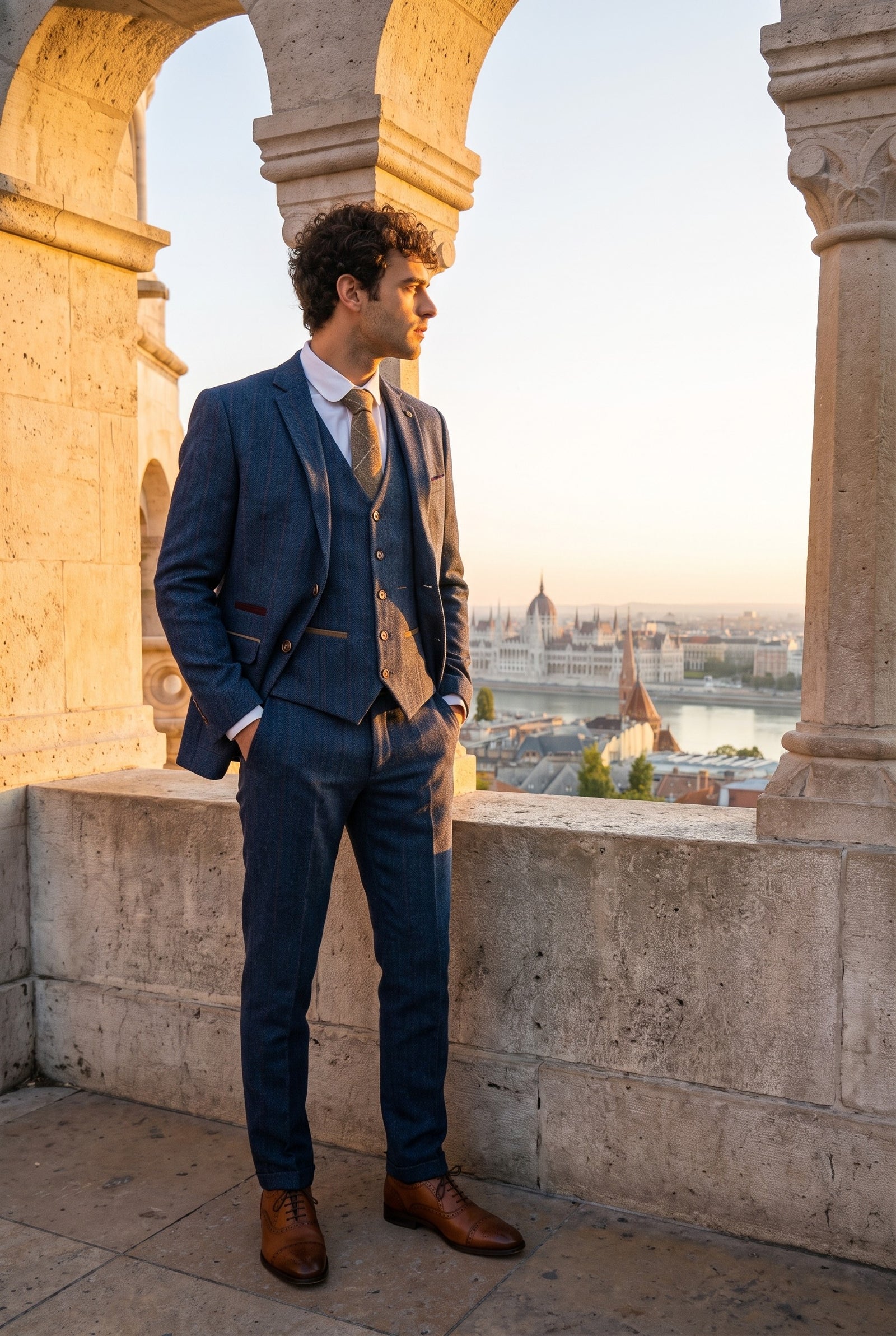 Look #365 styled with Scott meeste sinine kolmeosaline tviidruuduline ülikond