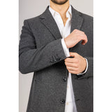 Meeste sälgulise revääriga kraega villasegu mantl