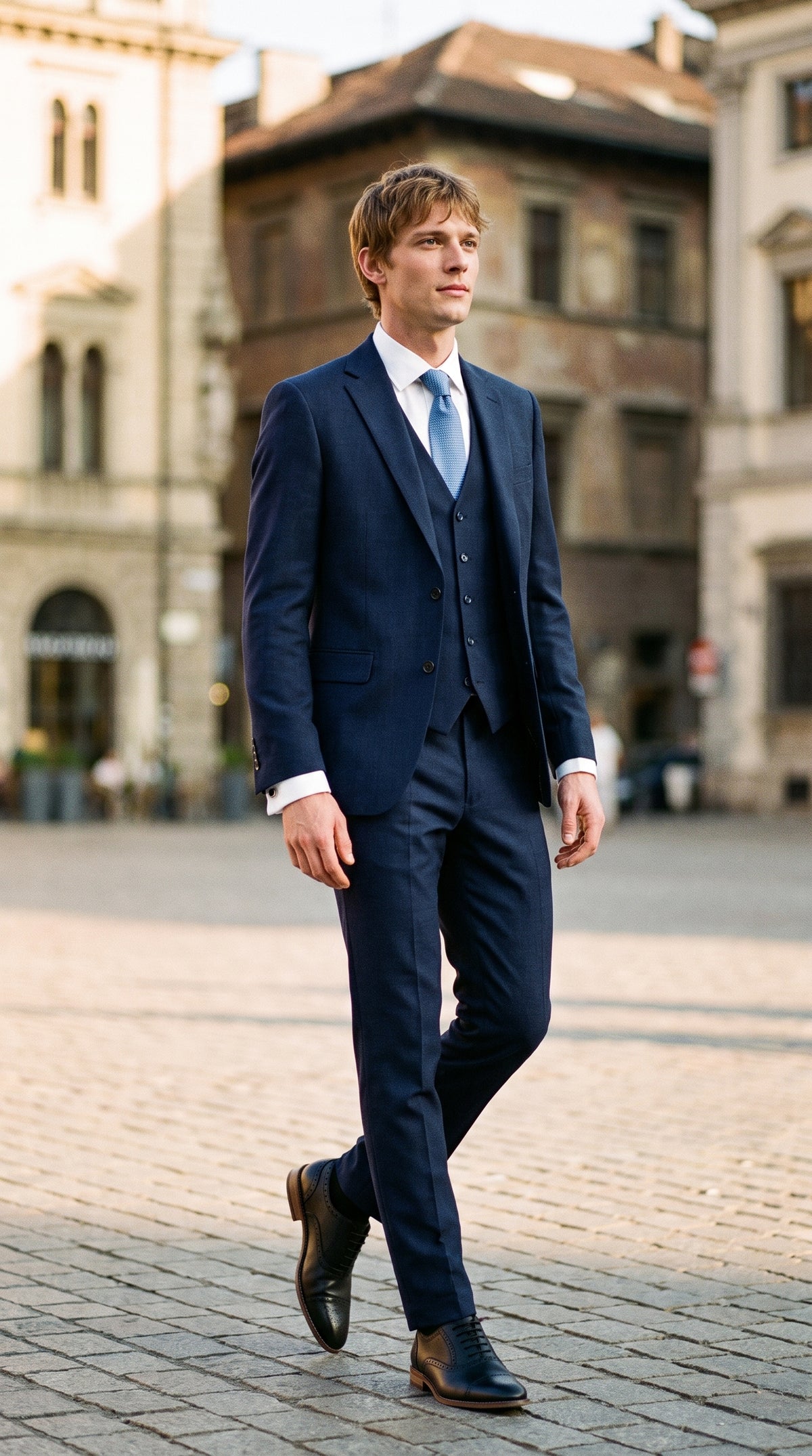 Look #822 styled with James - meeste tumesinine kolmeosaline villane rätsepatööna valminud ülikond