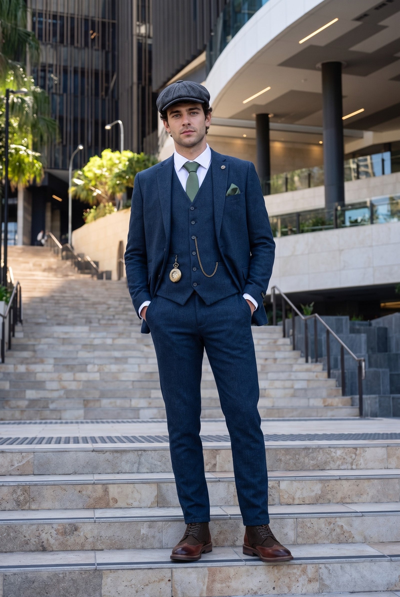 Look #385 styled with Meeste tumesinine Peaky Blindersi villane ülikond