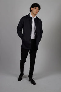 Meeste keskmise pikkusega mantliga jakk, kerge ja stiilne vabaajajakk, tumesinine Mac