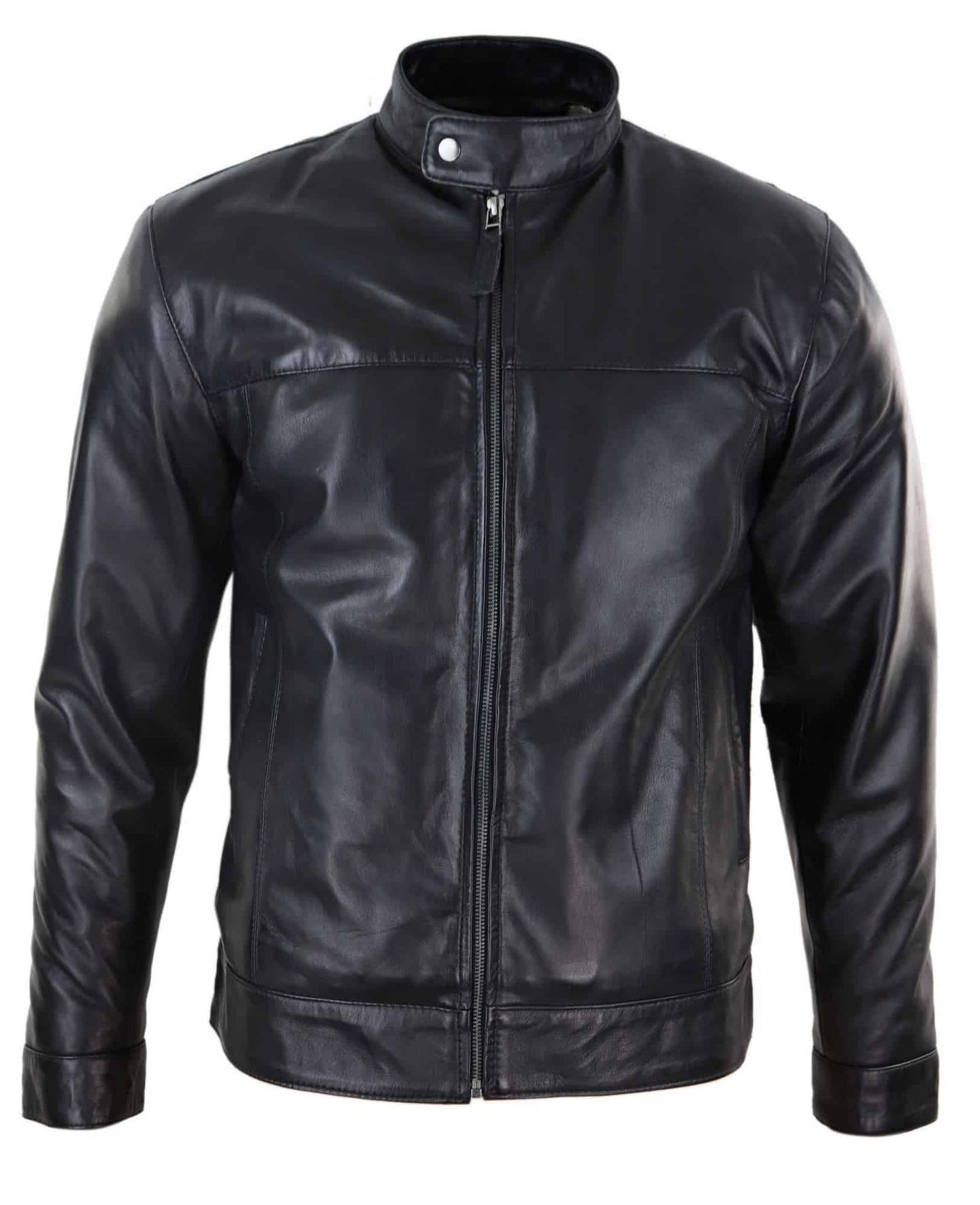 Must päris nahast meeste bikerjakk
