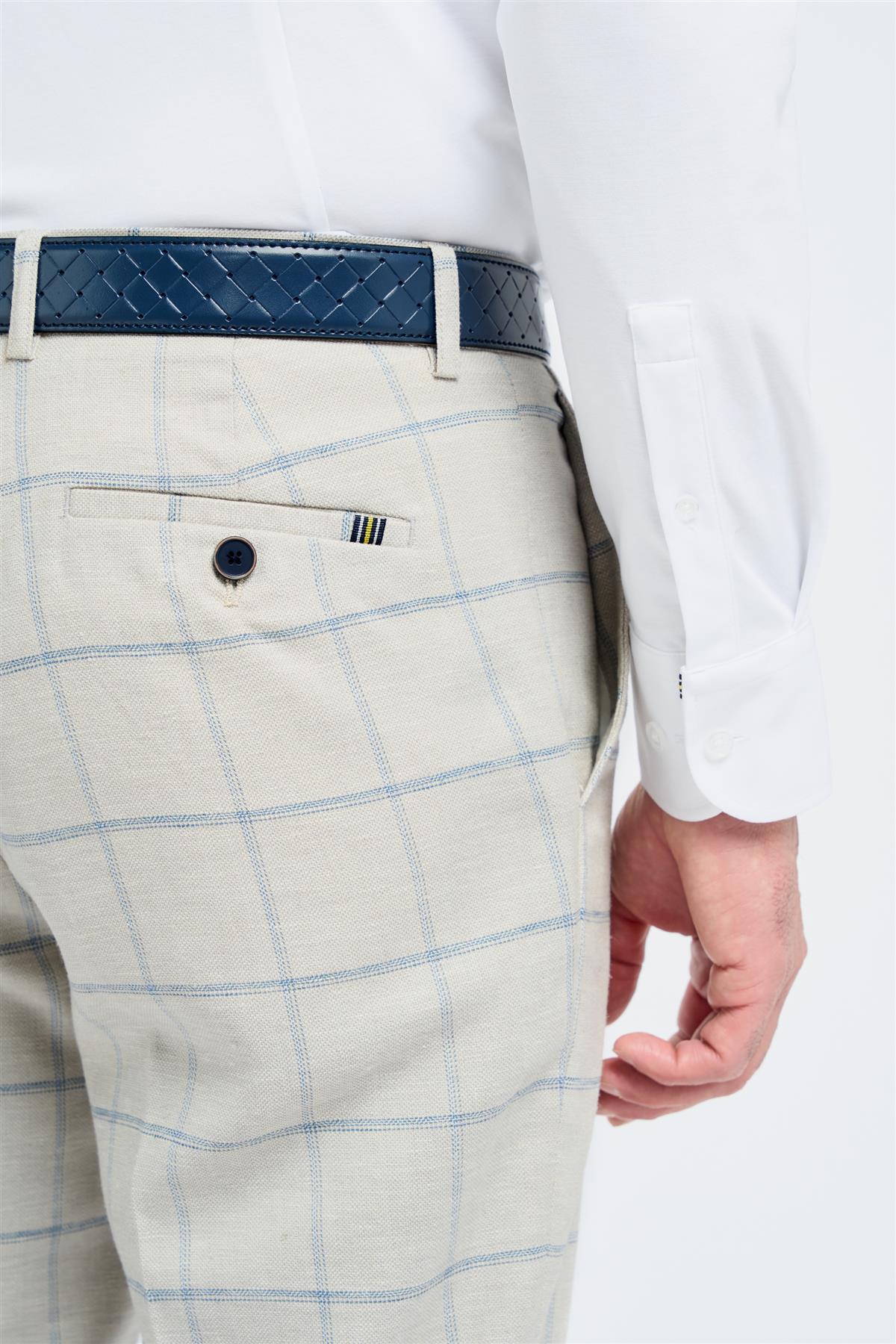 Gabriel - Meeste hall kaheosaline linane ruuduline ülikond