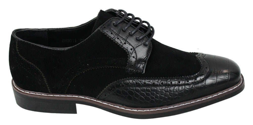 Meeste mustad pruunid seemisnahast ja maonahast brogue-kingad Gatsby Vintage