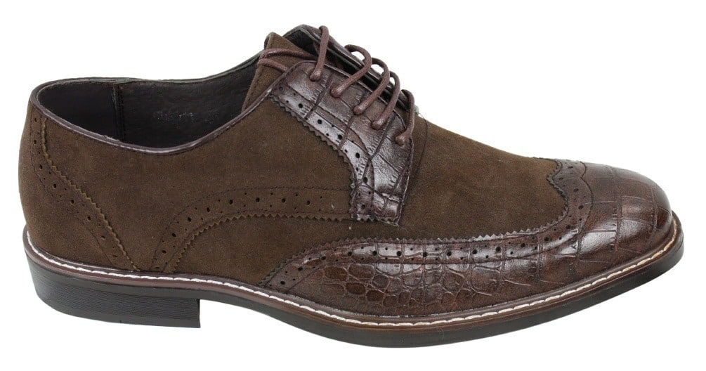 Meeste mustad pruunid seemisnahast ja maonahast brogue-kingad Gatsby Vintage
