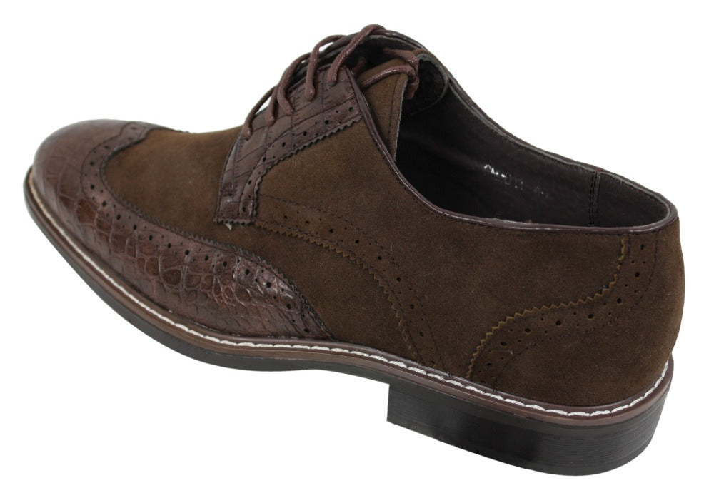 Meeste mustad pruunid seemisnahast ja maonahast brogue-kingad Gatsby Vintage