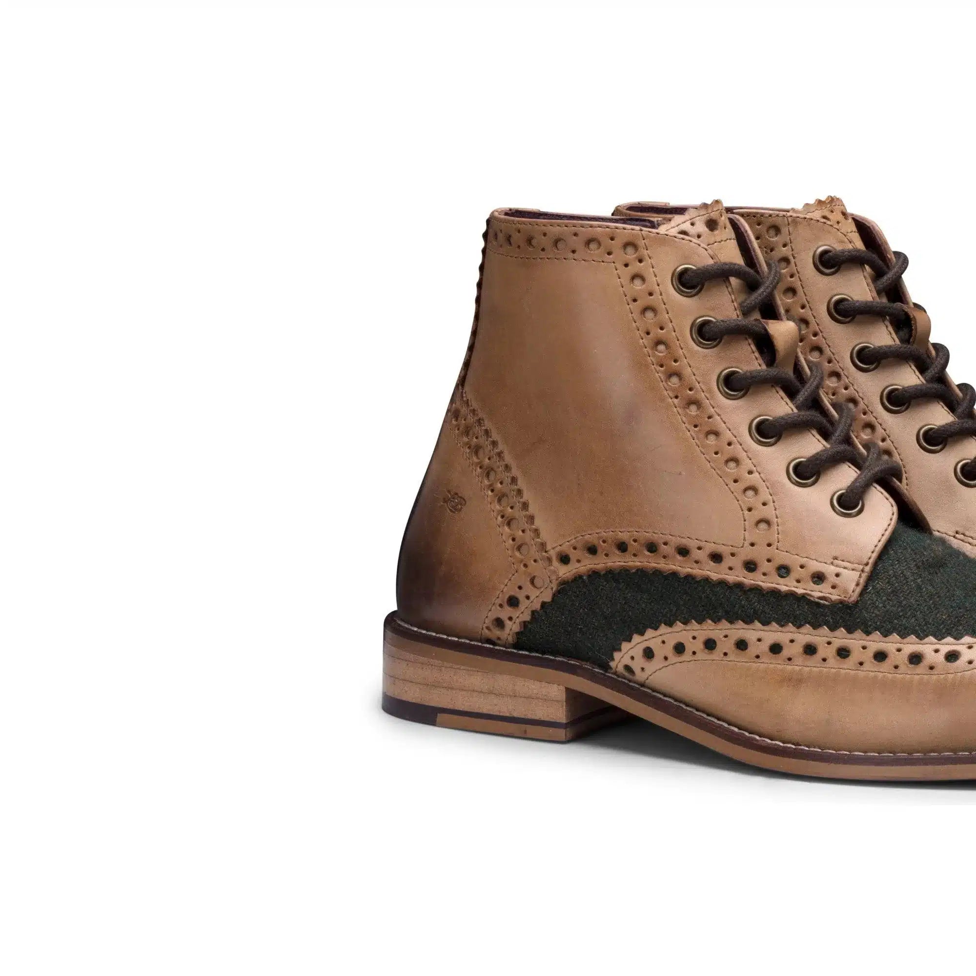Meeste päris nahast vintage saapad, brogue-saapad, 1920. aastate seemisnahast tviidist ja paeltega kingad, elegantsed ja pidulikud
