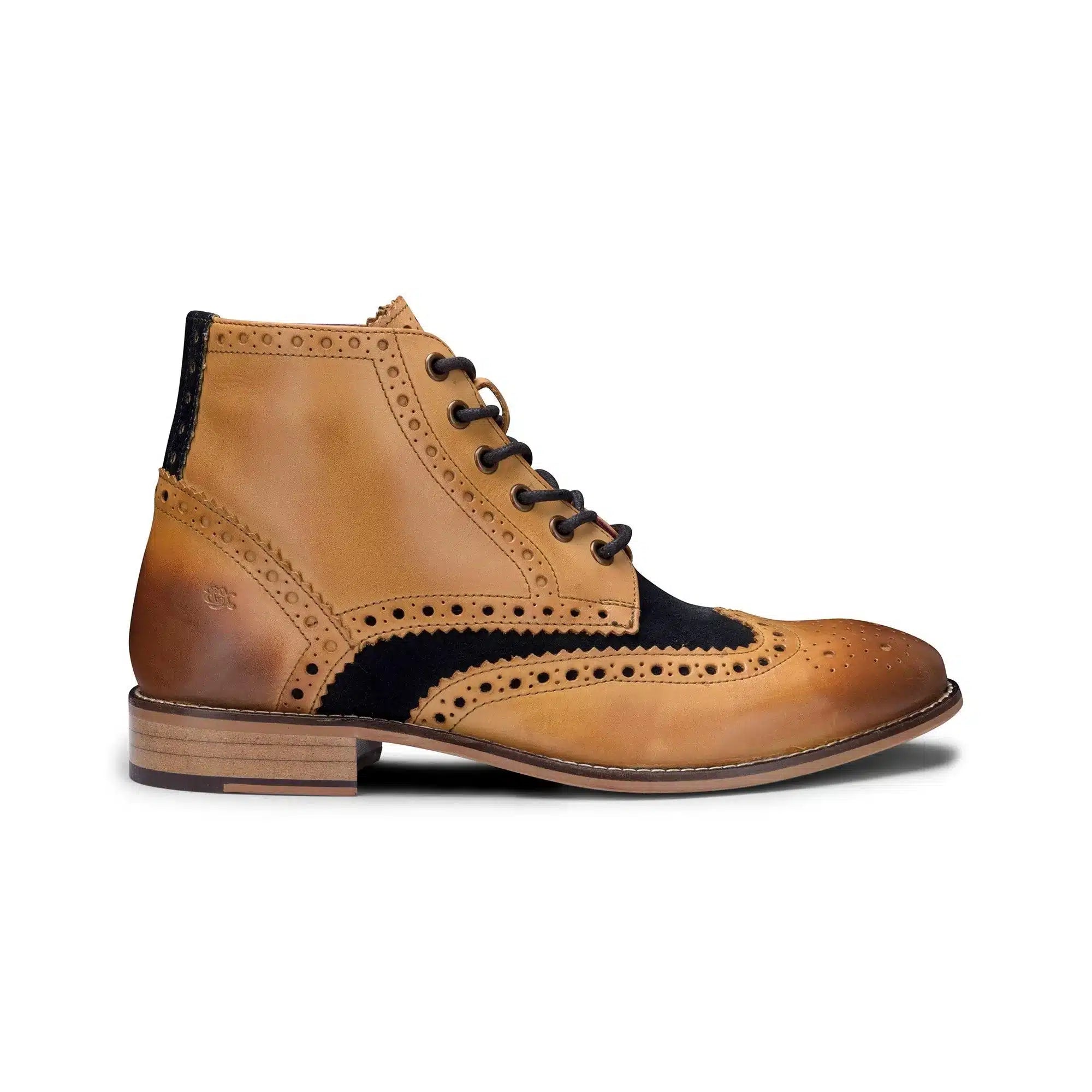 Meeste päris nahast vintage saapad, brogue-saapad, 1920. aastate seemisnahast tviidist ja paeltega kingad, elegantsed ja pidulikud