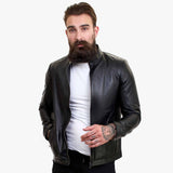 Happy Gentleman B102 - päris nahast rätsepatööna valminud meeste must bikerjakk