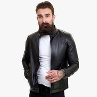 Happy Gentleman B102 - päris nahast rätsepatööna valminud meeste must bikerjakk