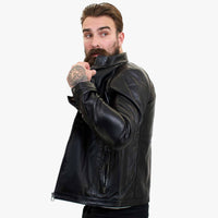 Happy Gentleman B102 - päris nahast rätsepatööna valminud meeste must bikerjakk