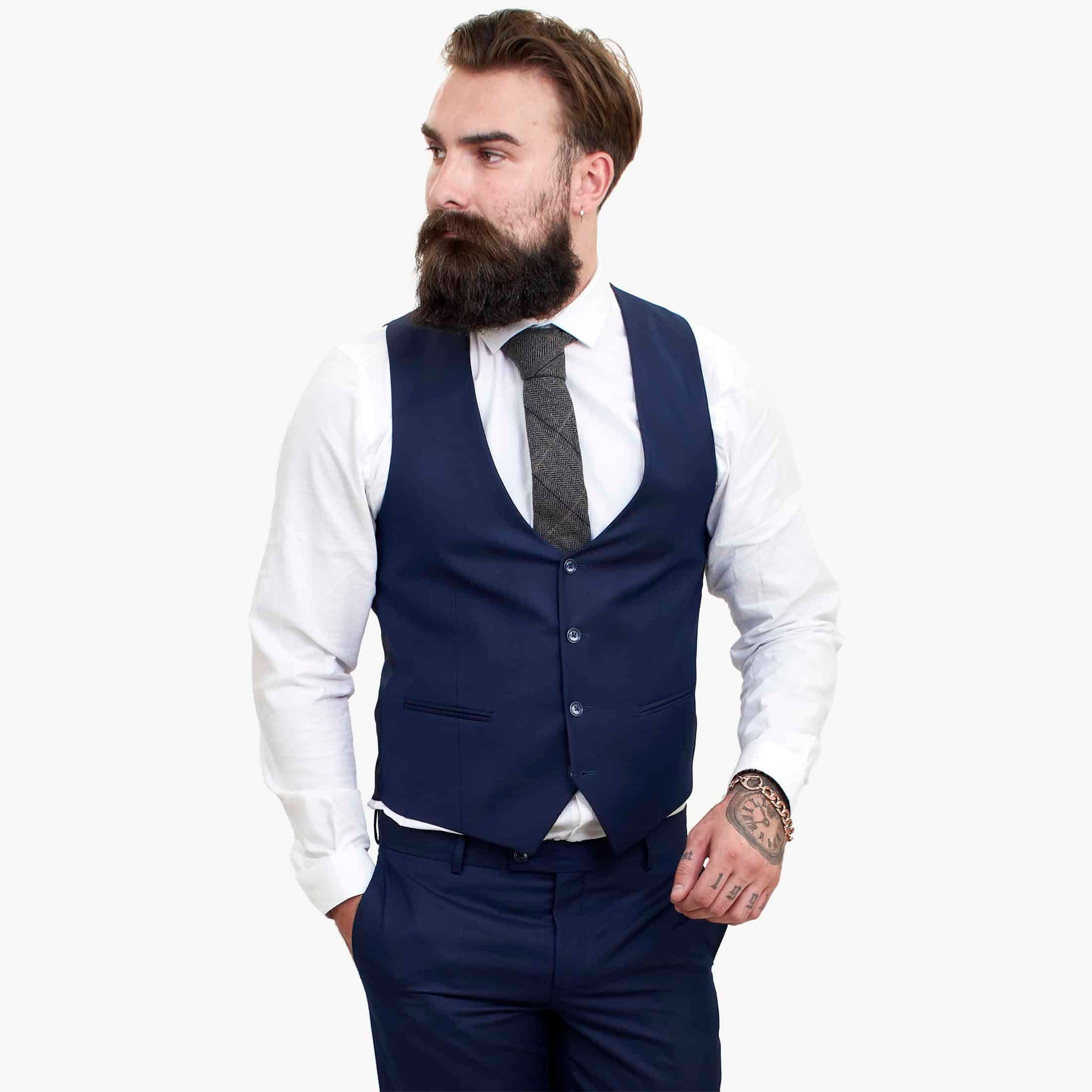 Happy Gentleman BELLO tumesinine kolmeosaline villane ülikond rätsepatööna valminud lõikega